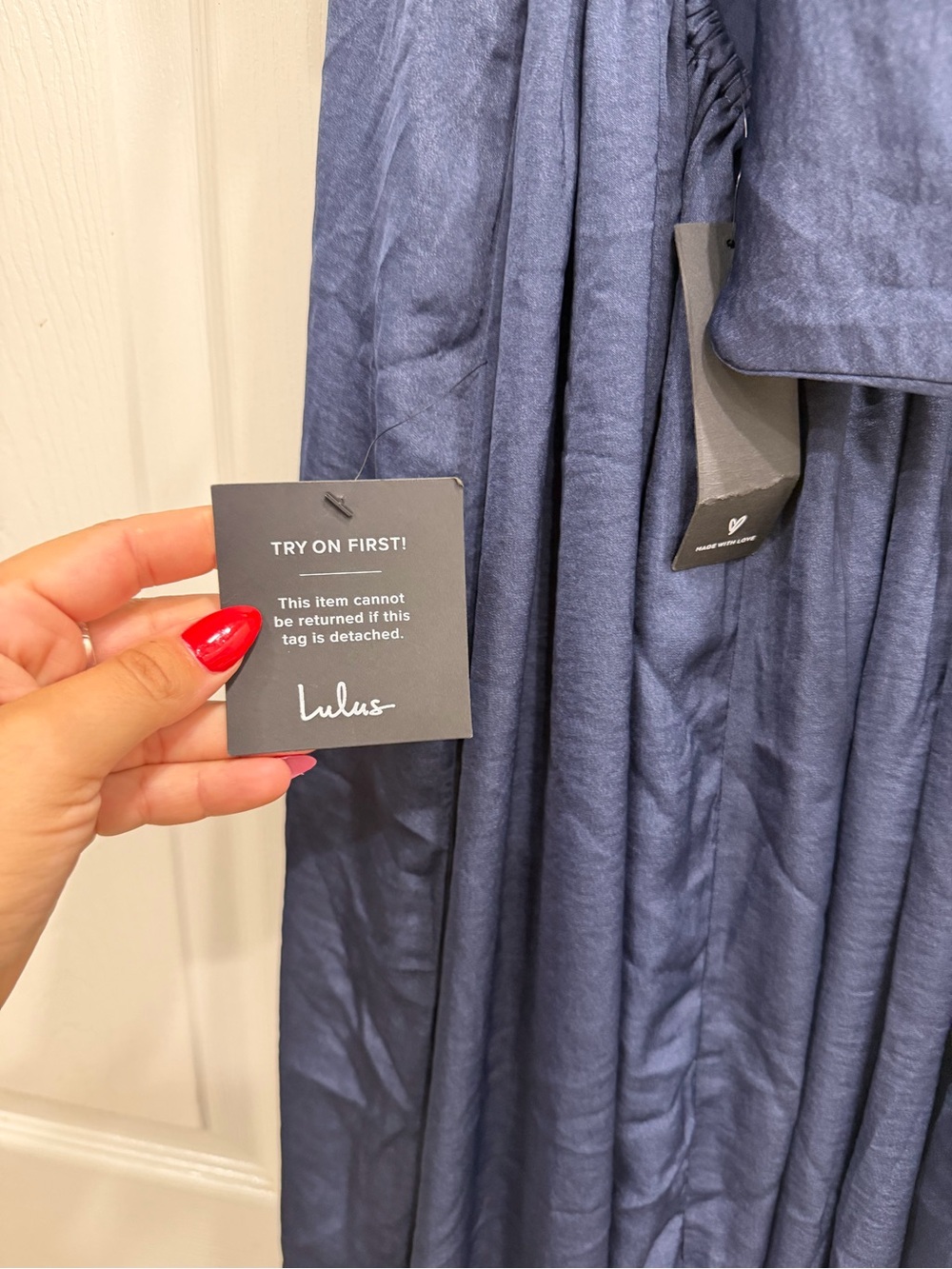Lulus Confidence Check Navy Blue Satin Tie-Back Maxi Dress Sz XL NWT - Picture 6 of 7